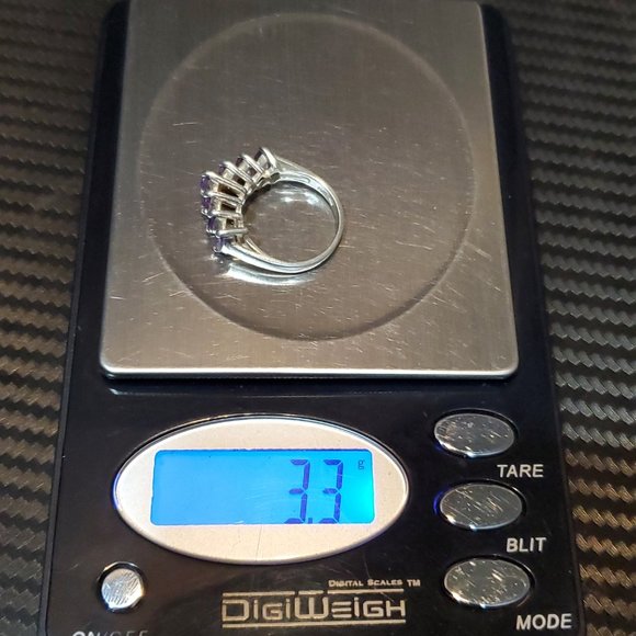 Size 6 925 Sterling Silver Seven Marquise Amethyst Gems Ring - Picture 9 of 9